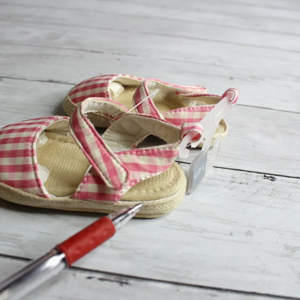 Carter's Baby Girl's Espadrille Sandal Shoes Size 3-6 Months Pink Gingham